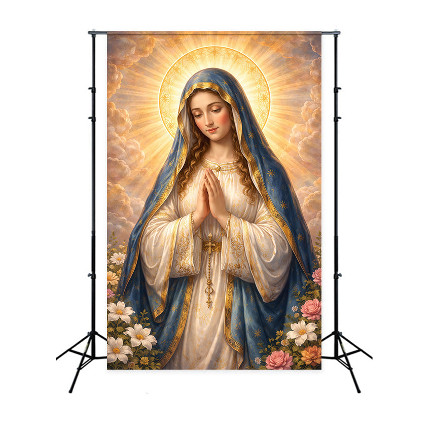 Toile de fond Pâques Il Est Ressuscité Vierge Marie LXX61-146
