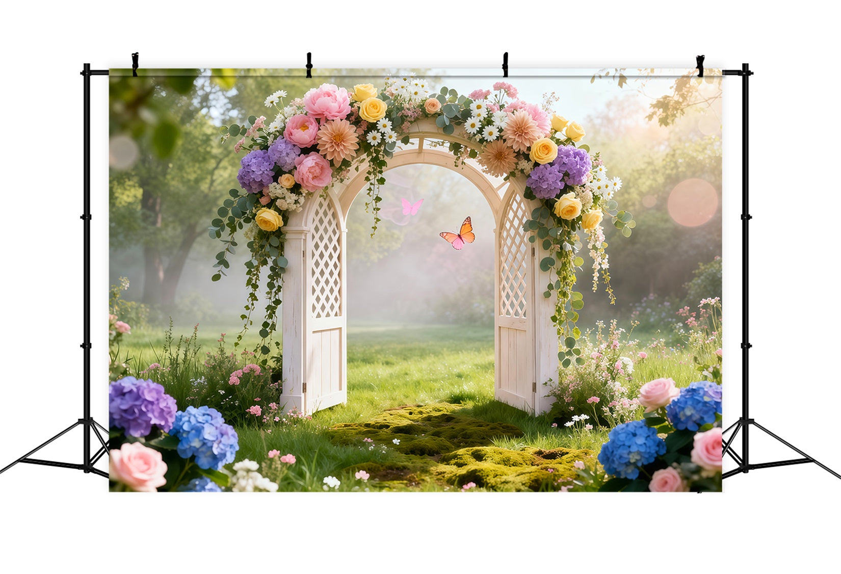 Toile de fond Photo Printemps Portail Jardin Floral Pastel LXX61-160