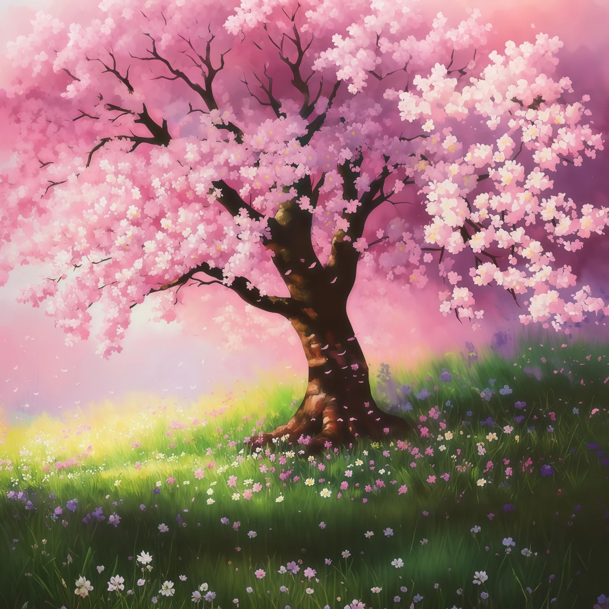 Toile de fond Photo Fleur Champ Sakura Peint Rêveur LXX61-176