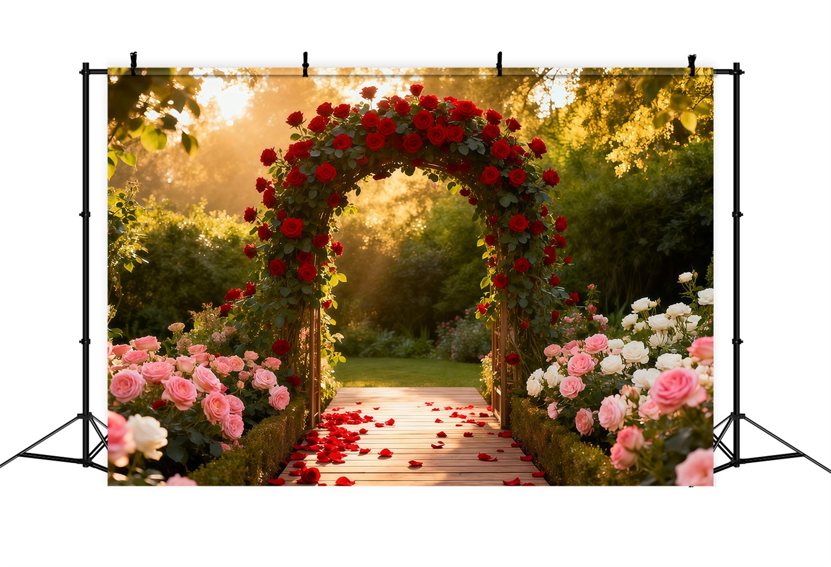 Fond Studio Photo Floral Arche Jardin Roses Lueur LXX61-187