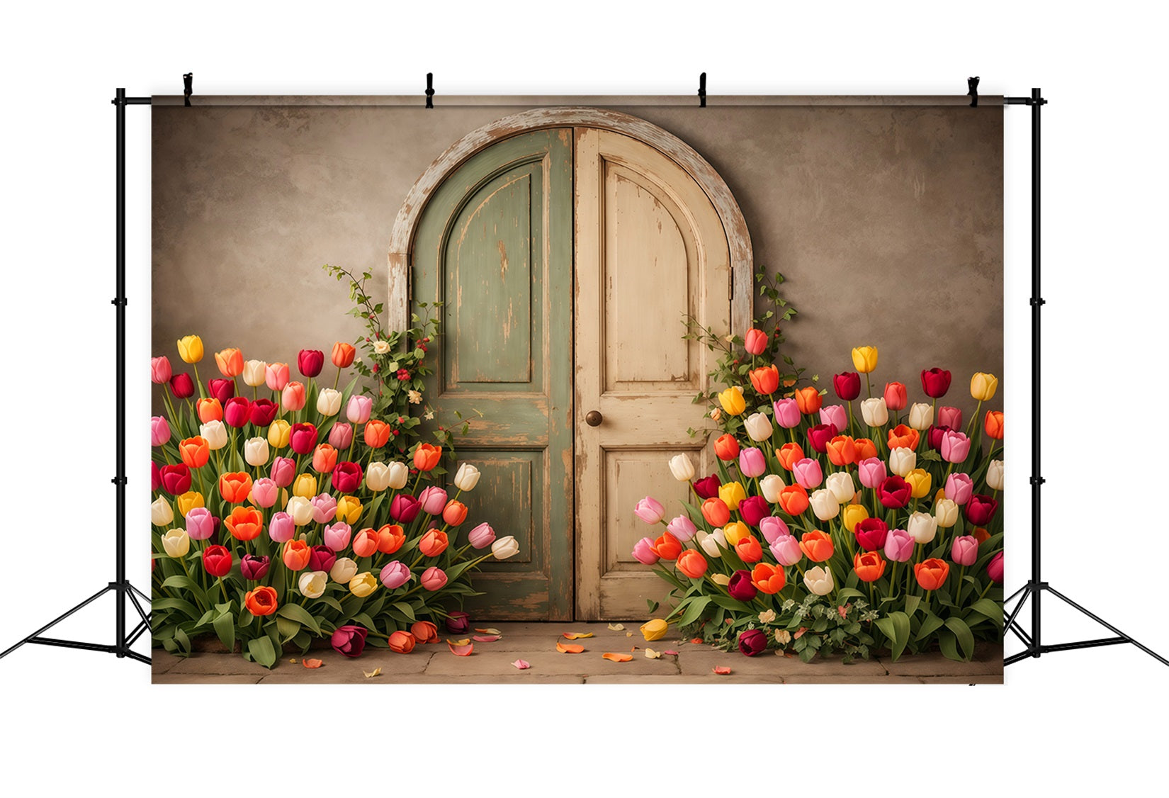 Toile de fond Photo Fleur Porte Vintage Pastel Jardin LXX61-196