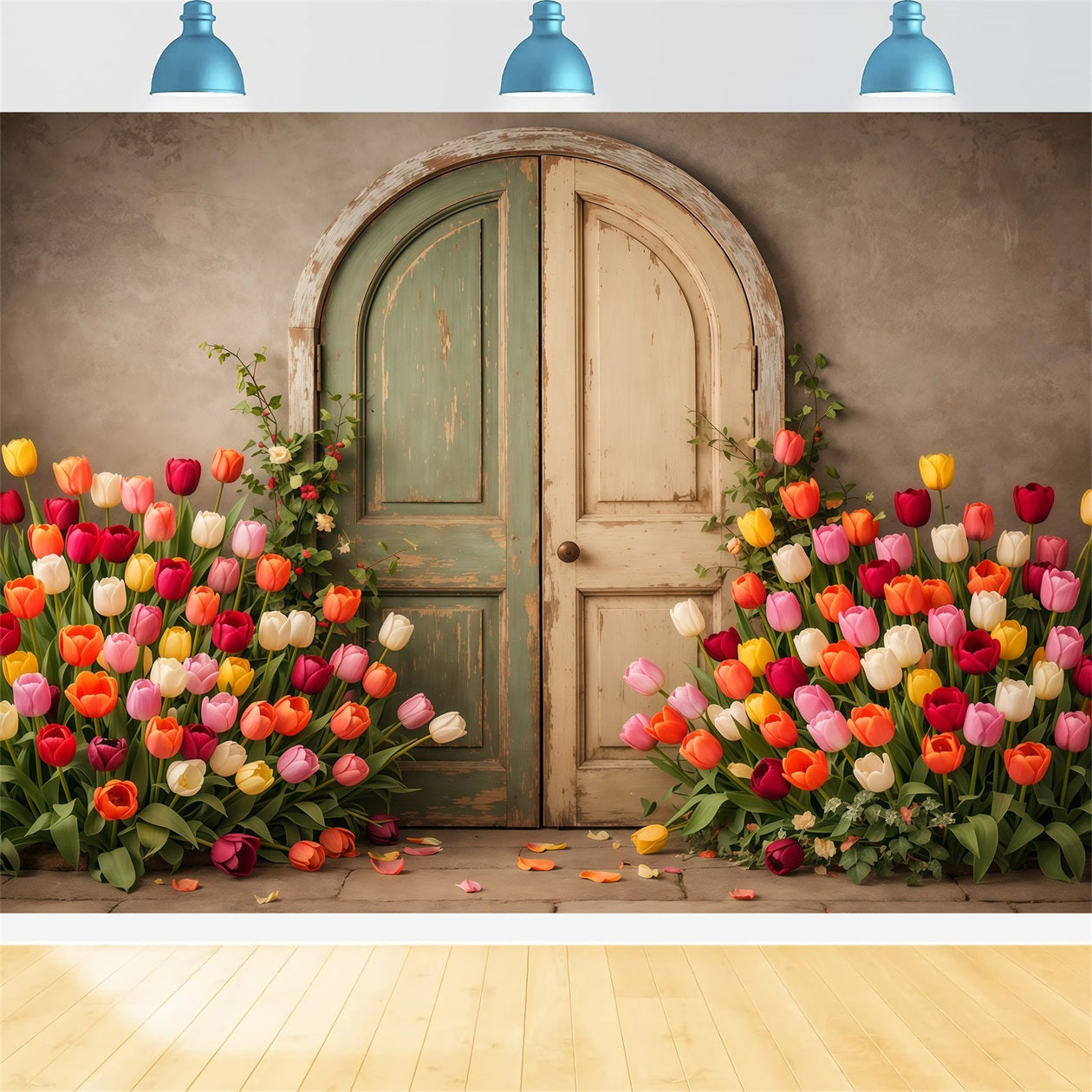Toile de fond Photo Fleur Porte Vintage Pastel Jardin LXX61-196
