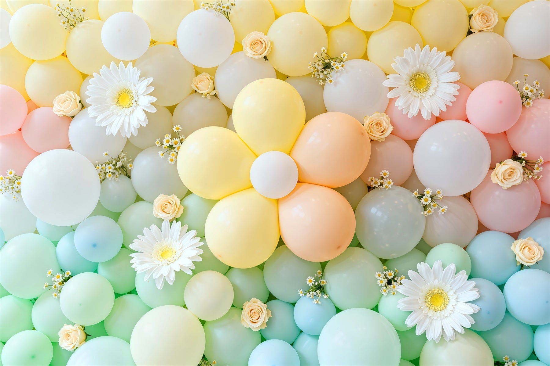 Fond Photo Floral Mur Ballons Fleurs Pastel LXX61-197