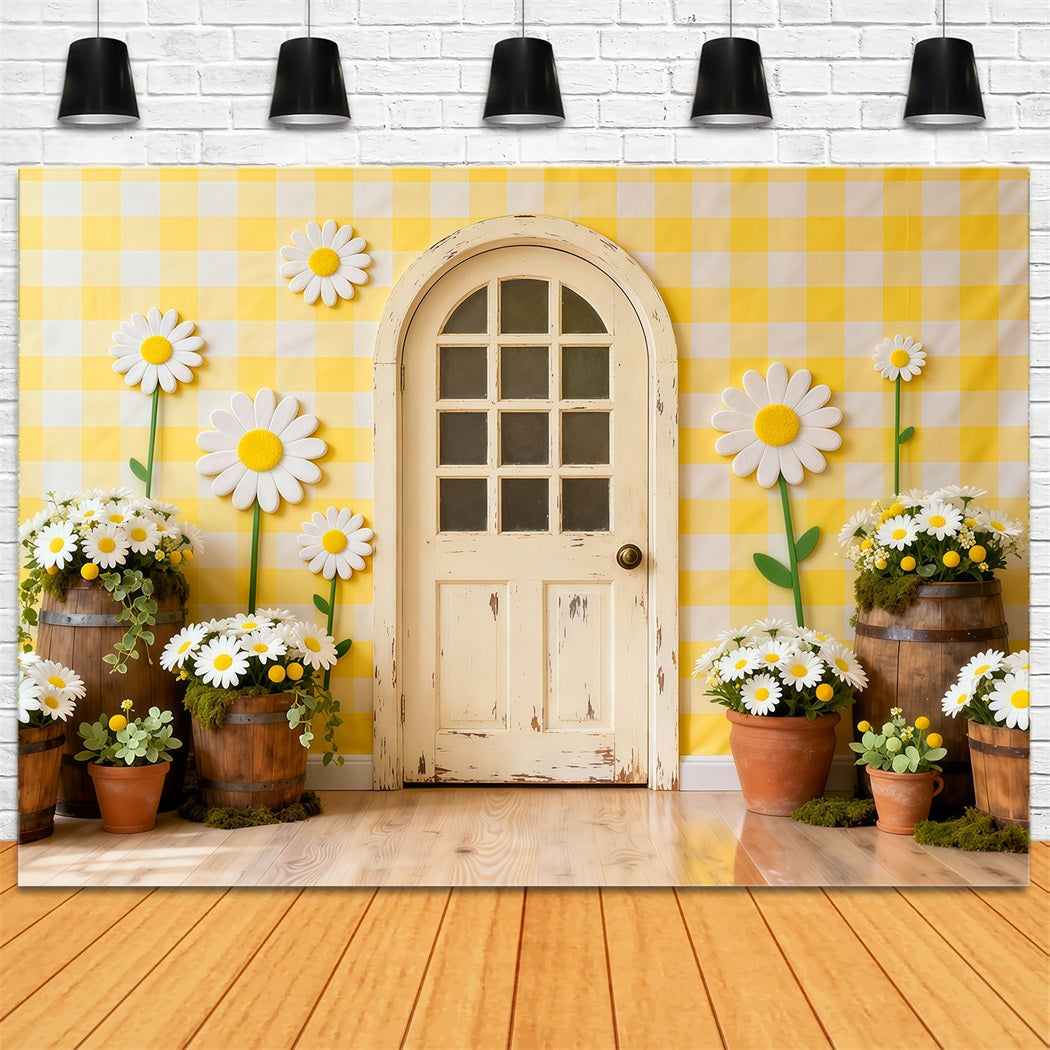 Toile de fond Fleur Mur Fleurs Porte Cottage Vichy LXX61-198