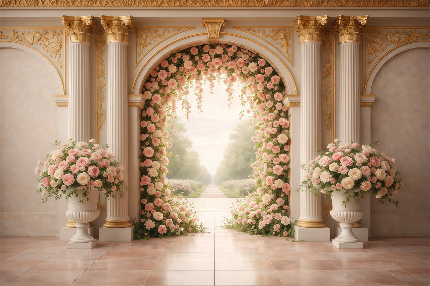 Toile de fond Photo Fleur Salle Palais Arche Roses LXX61-200