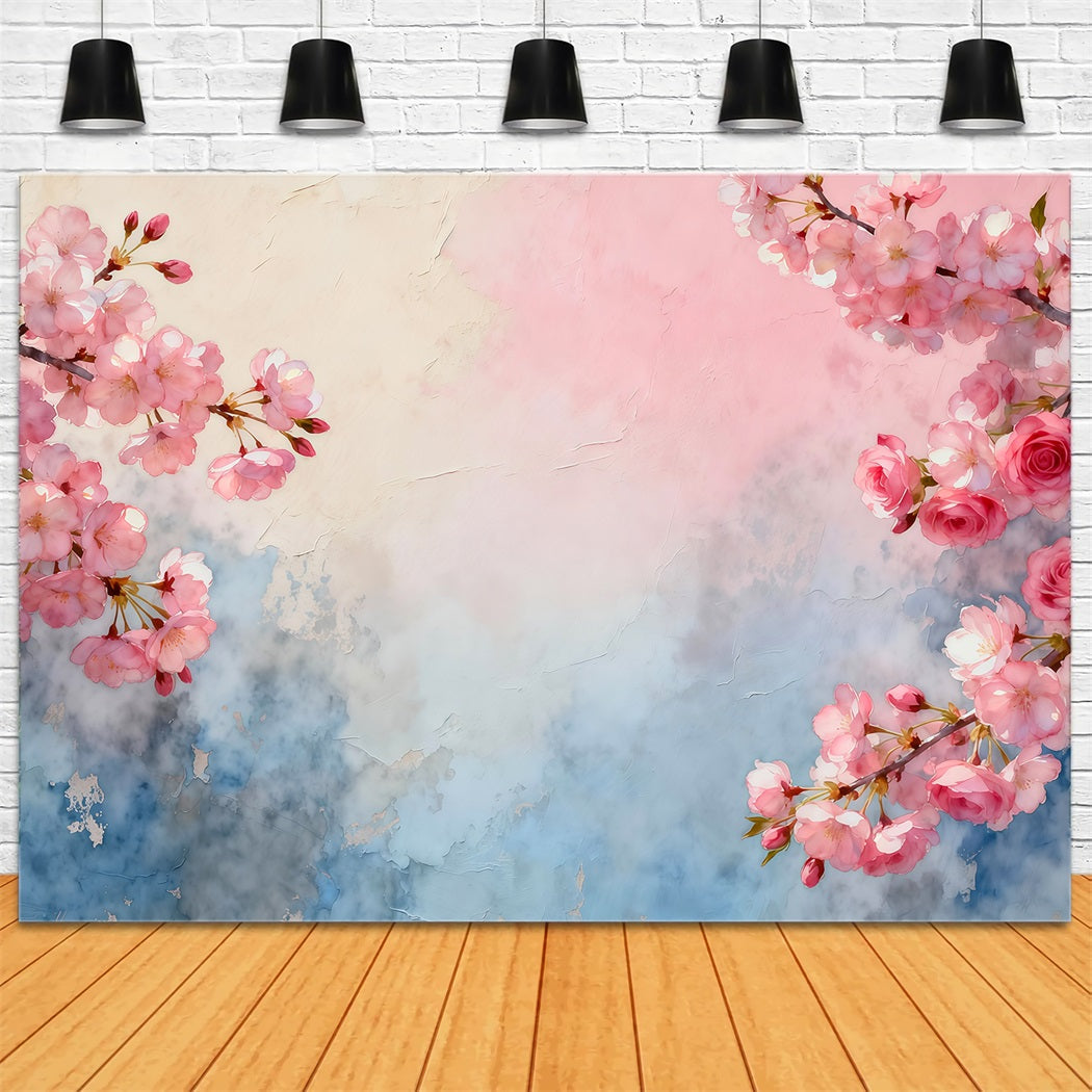 Fond Photo Floral Art Aquarelle Fleurs Roses LXX61-201