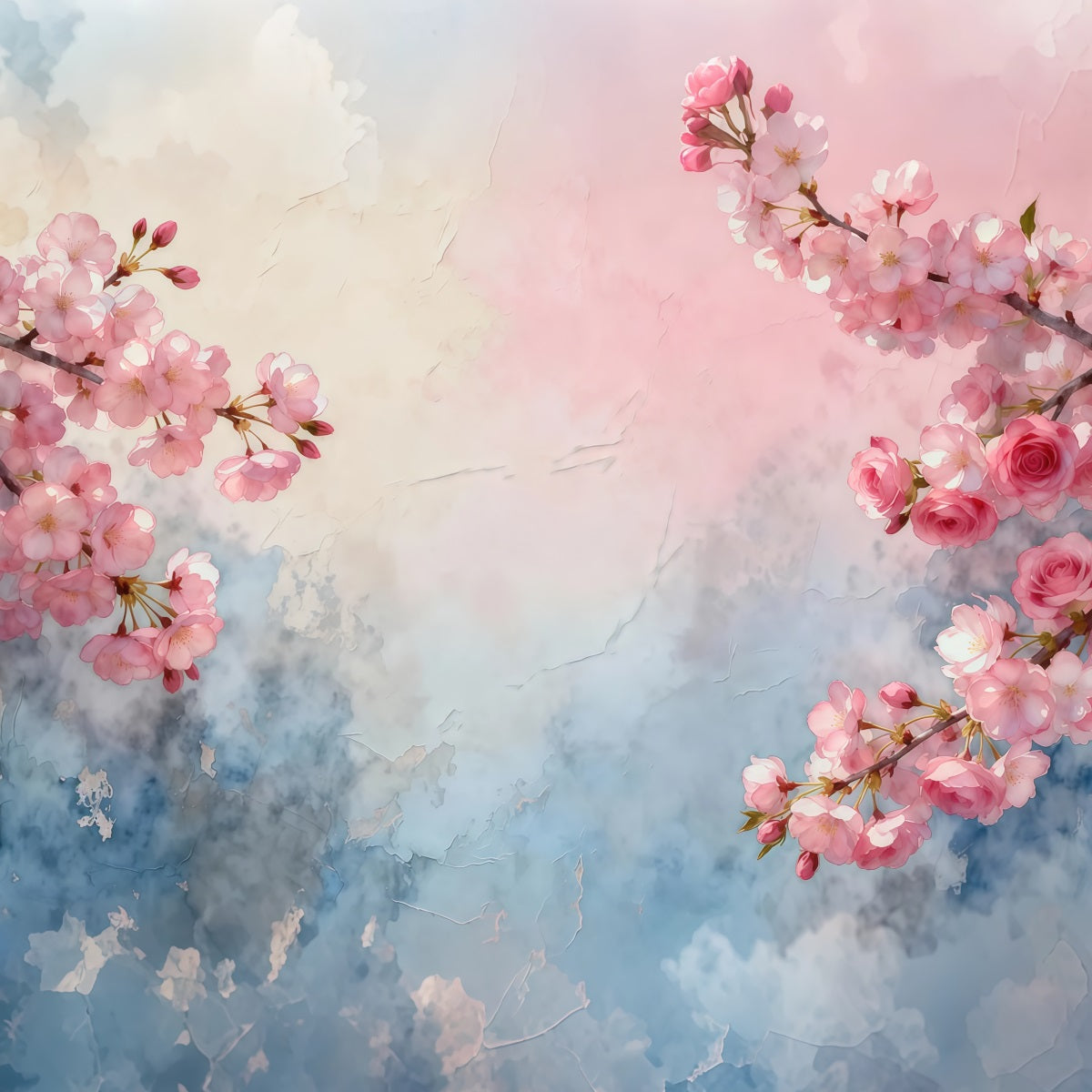 Fond Photo Floral Art Aquarelle Fleurs Roses LXX61-201