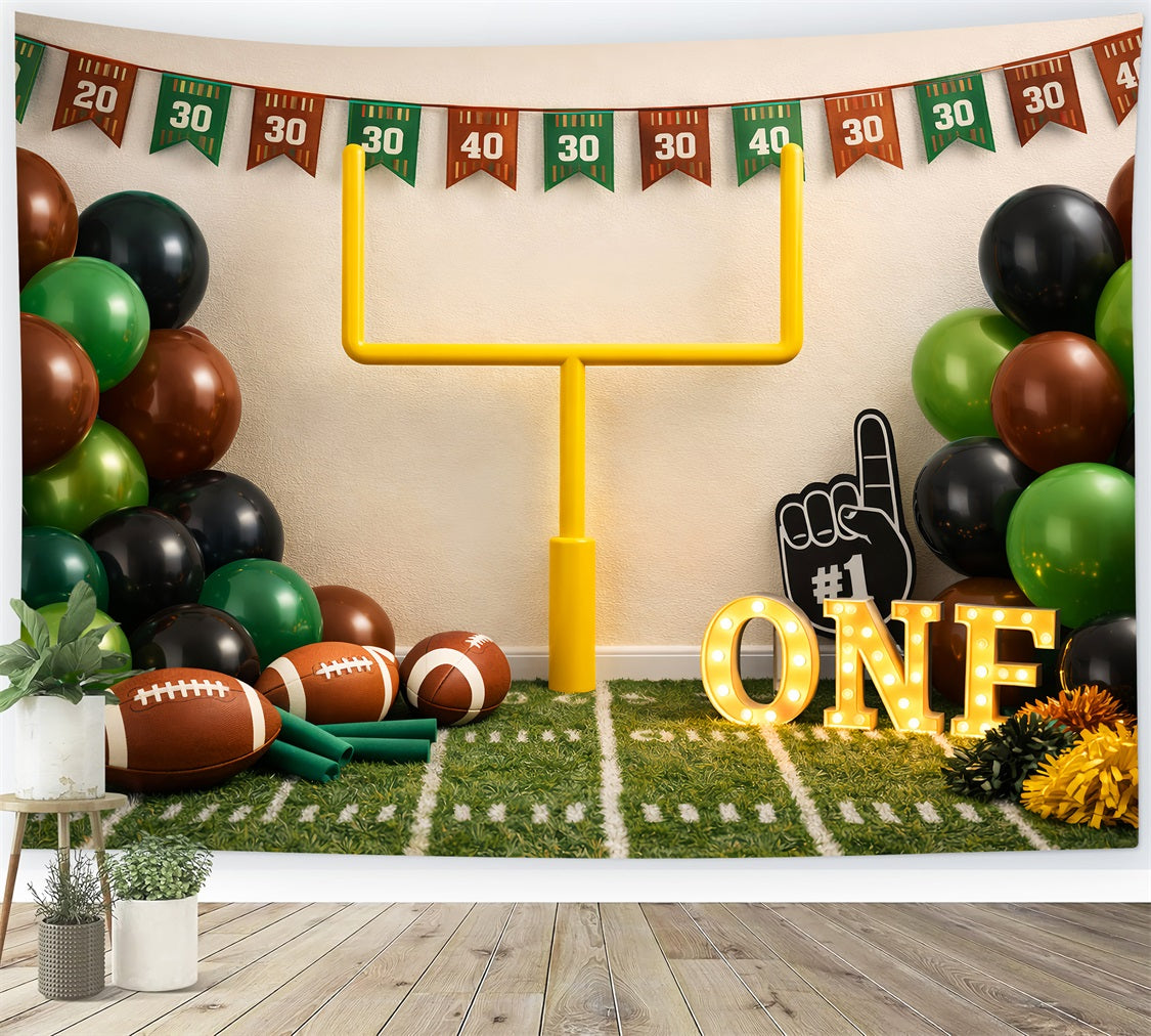 Toile de Fond Photographie Football Fête Premier Anniversaire Poteaux De But LXX61-232