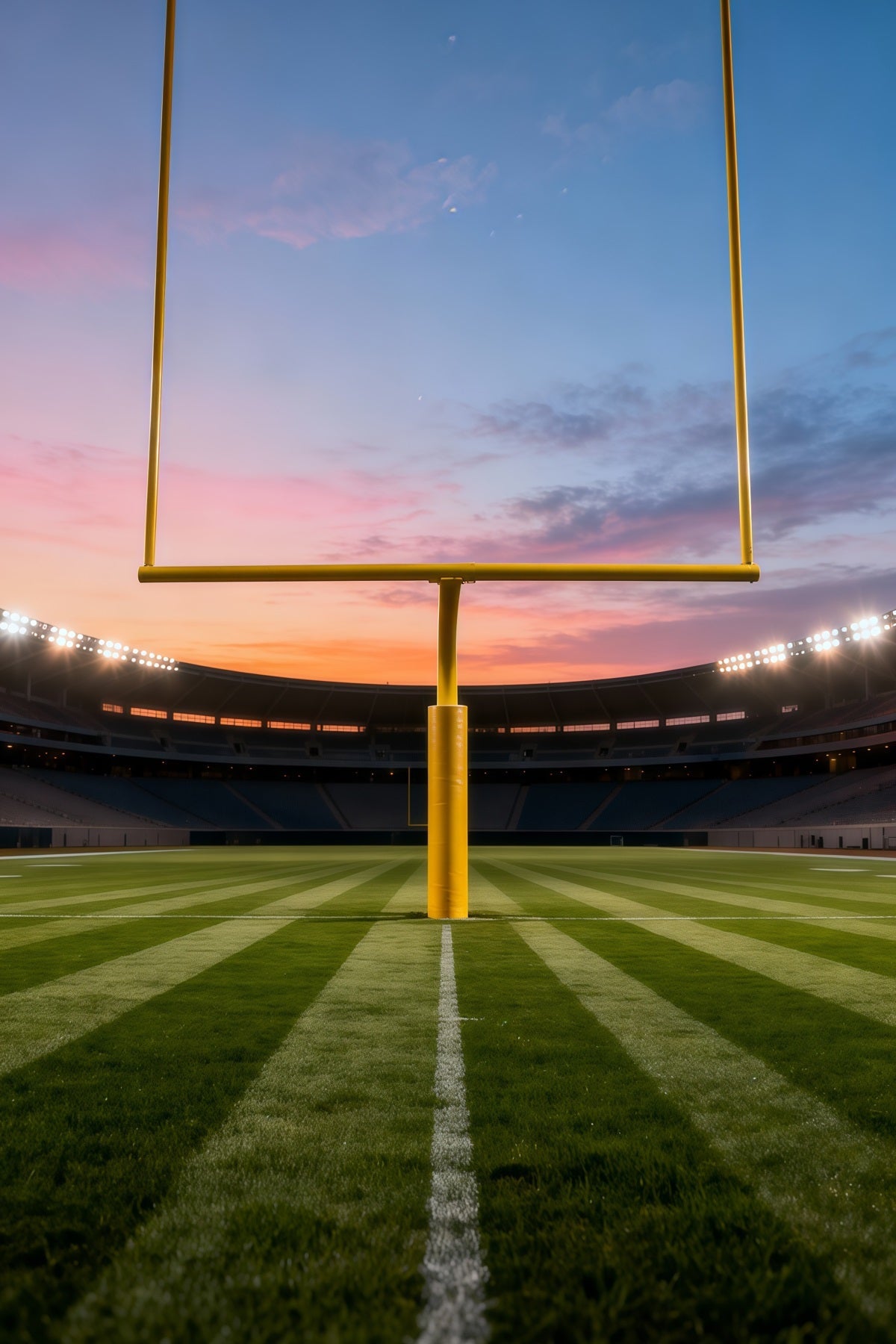 Fond Photo Terrain de Football Poteaux De But Stade Coucher De Soleil LXX61-233