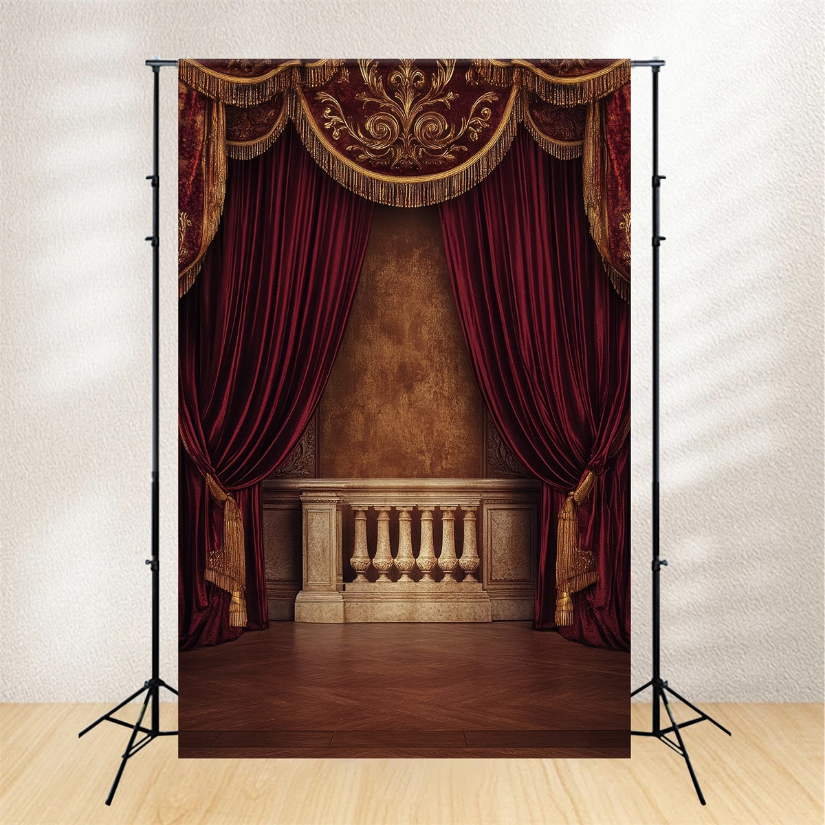 Fonds pour studio de portrait Rideau de velours baroque Intérieur Fond photo antique LXX61-34