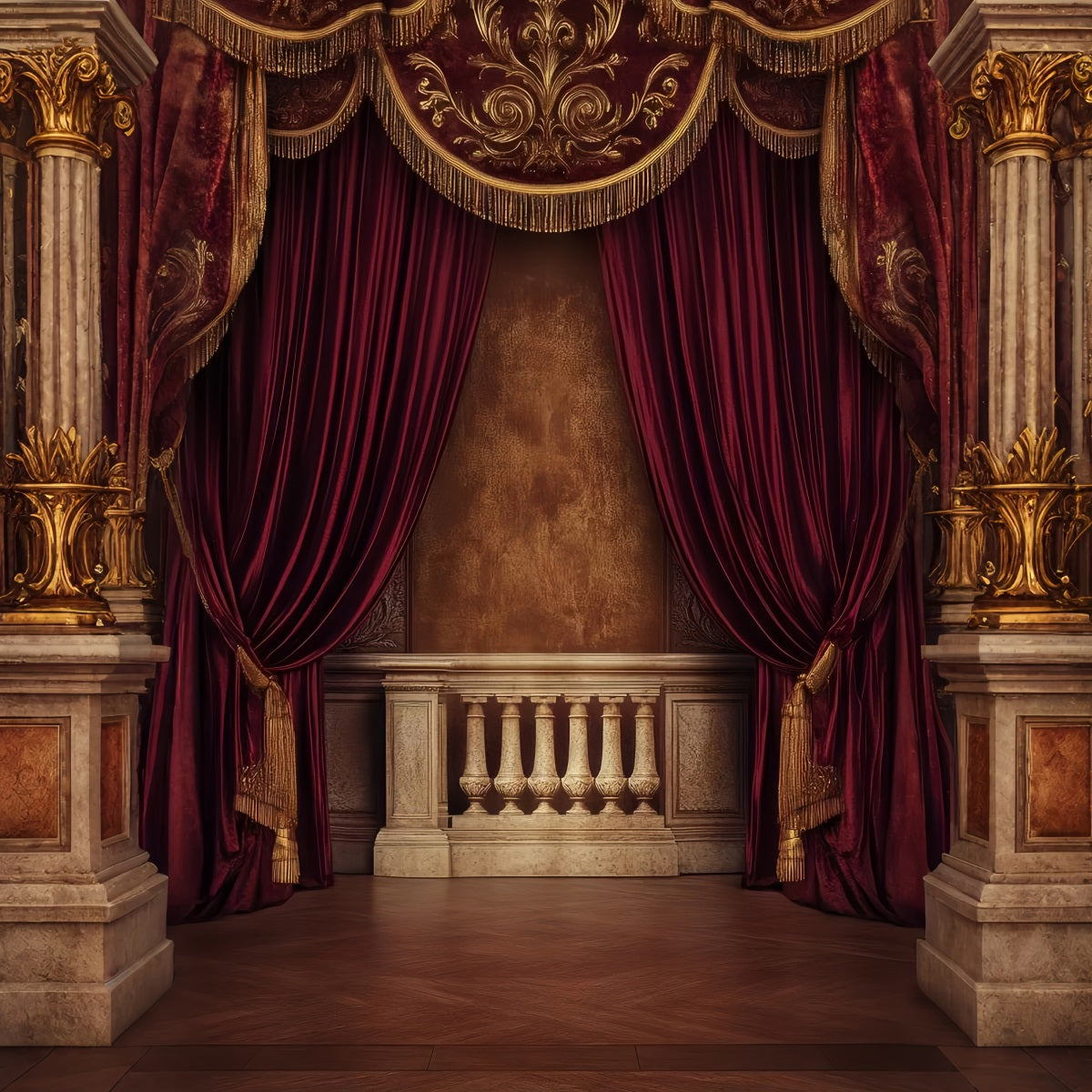 Fonds pour studio de portrait Rideau de velours baroque Intérieur Fond photo antique LXX61-34