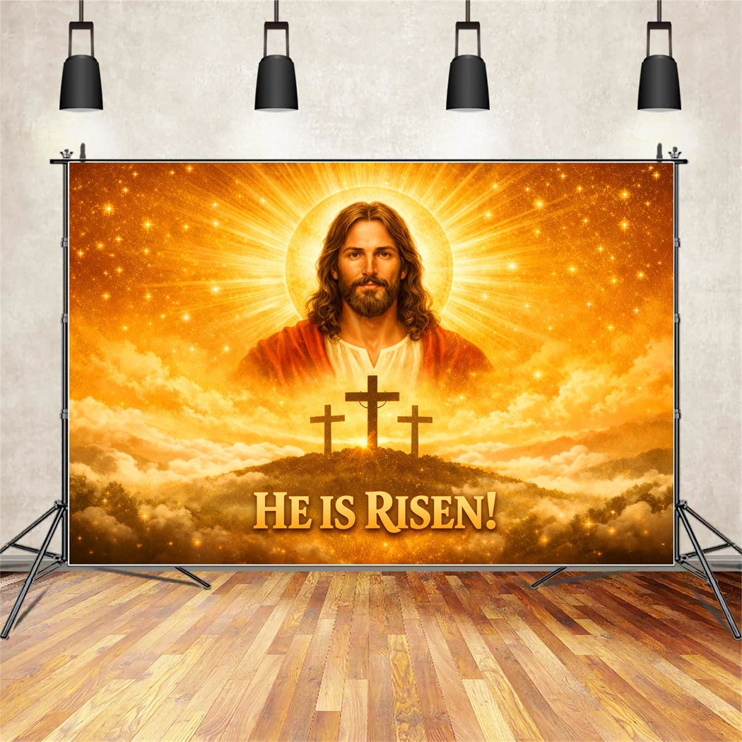 Toile de fond Pâques Christ Ressuscité Gloire Dorée LXX61-62