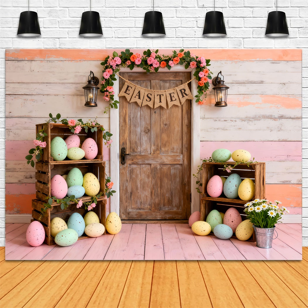 Fond de Pâques Caisse Bois Pastel Porte LXX61-84