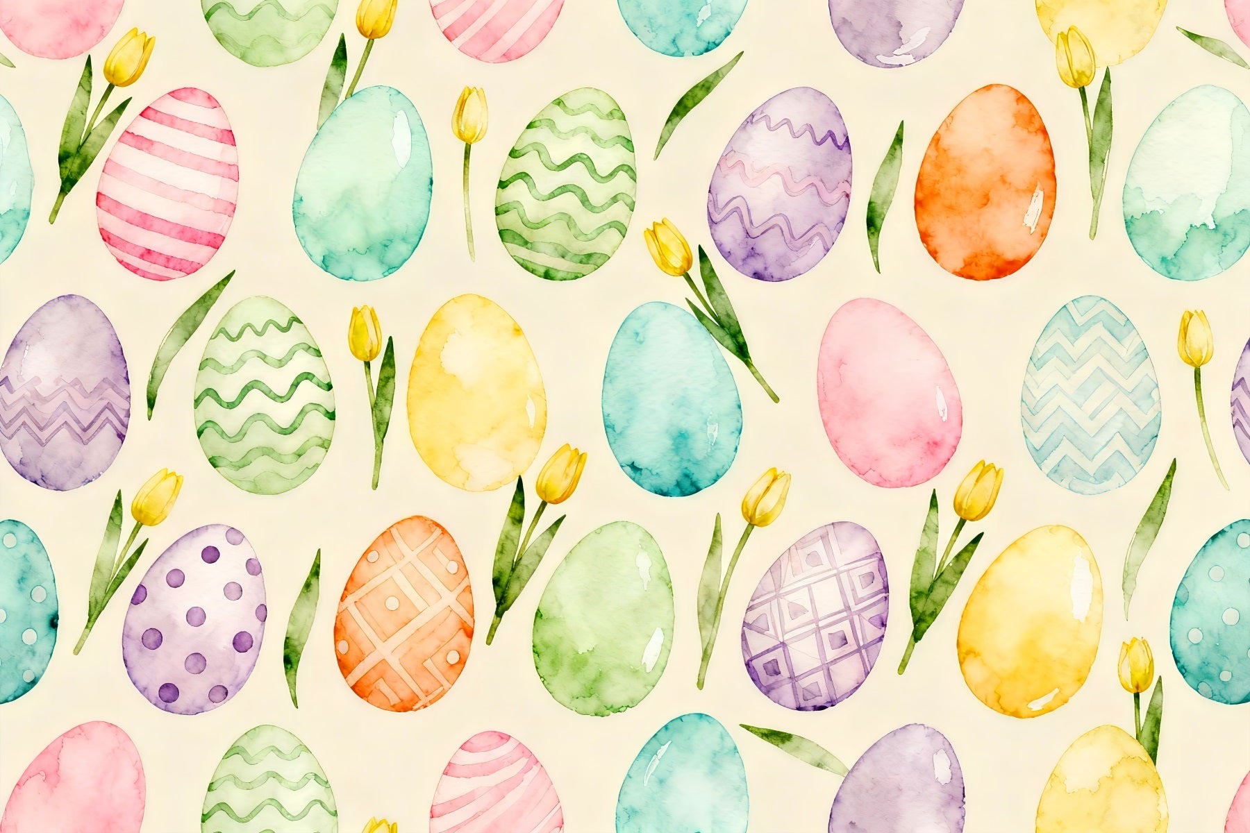 Fond de Pâques Motif Tulipees Pastel Aquarelle LXX61-92