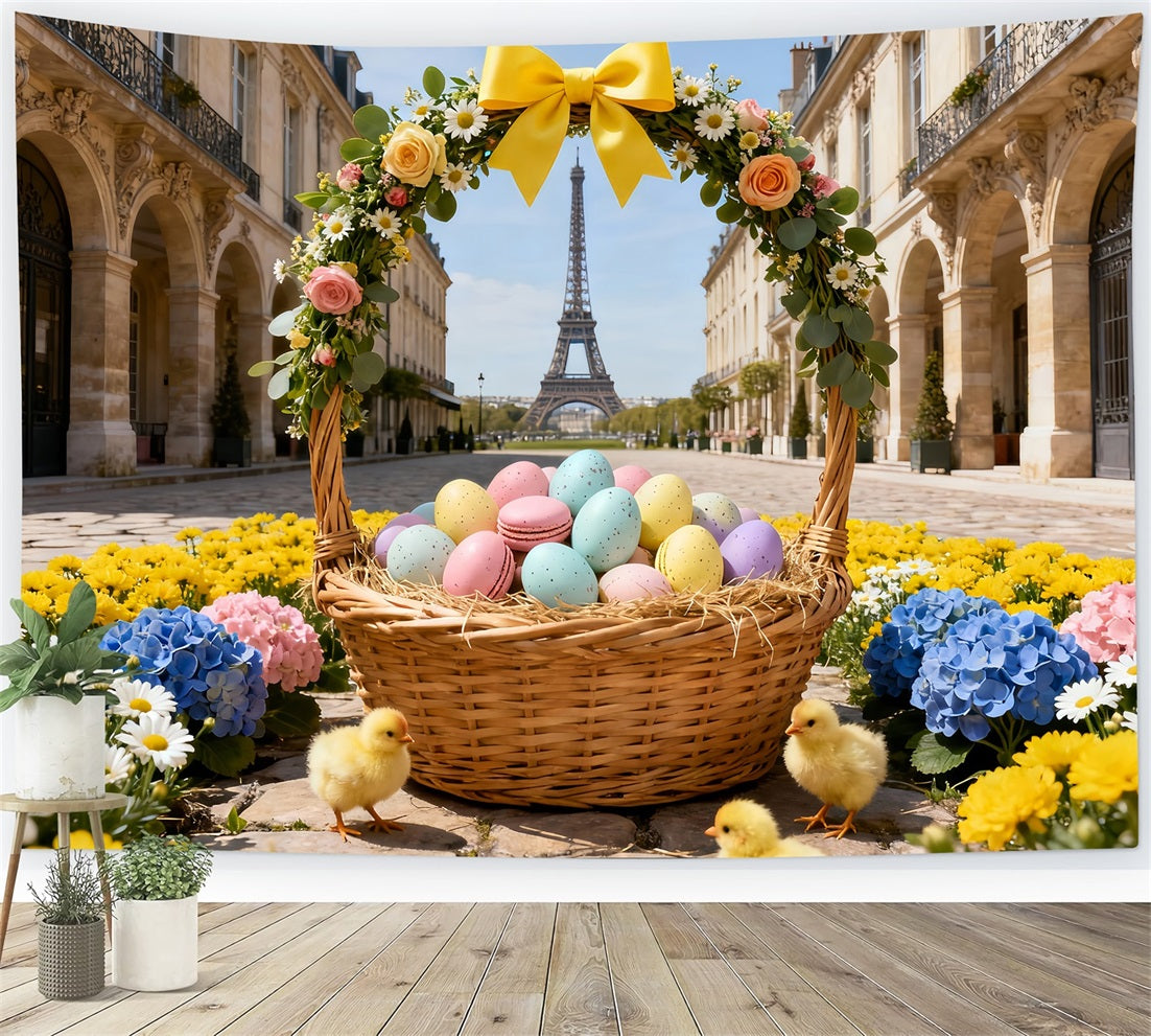 Fond de Pâques Panier Œufs Floraux Paris LXX61-96