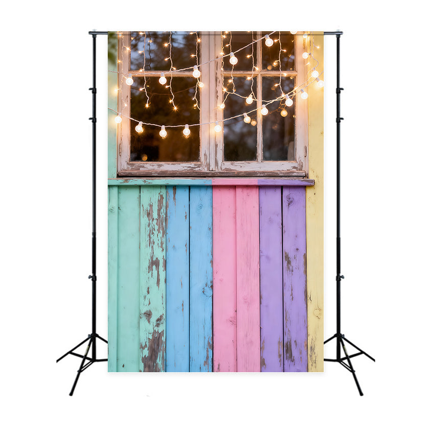 Fond Studio Pâques Fenêtre Bois Pastel Lumières Féeriques LXX62-56
