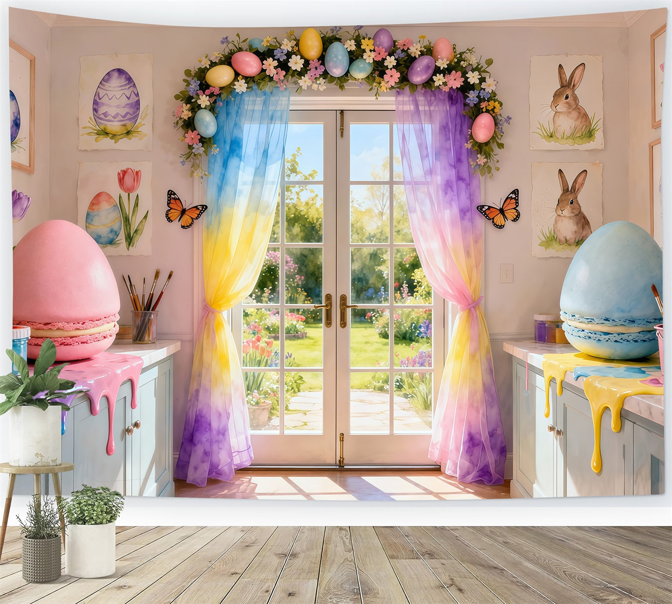 Toile de fond Pâques Studio Macaron Arc-en-Ciel Coulant LXX62-57