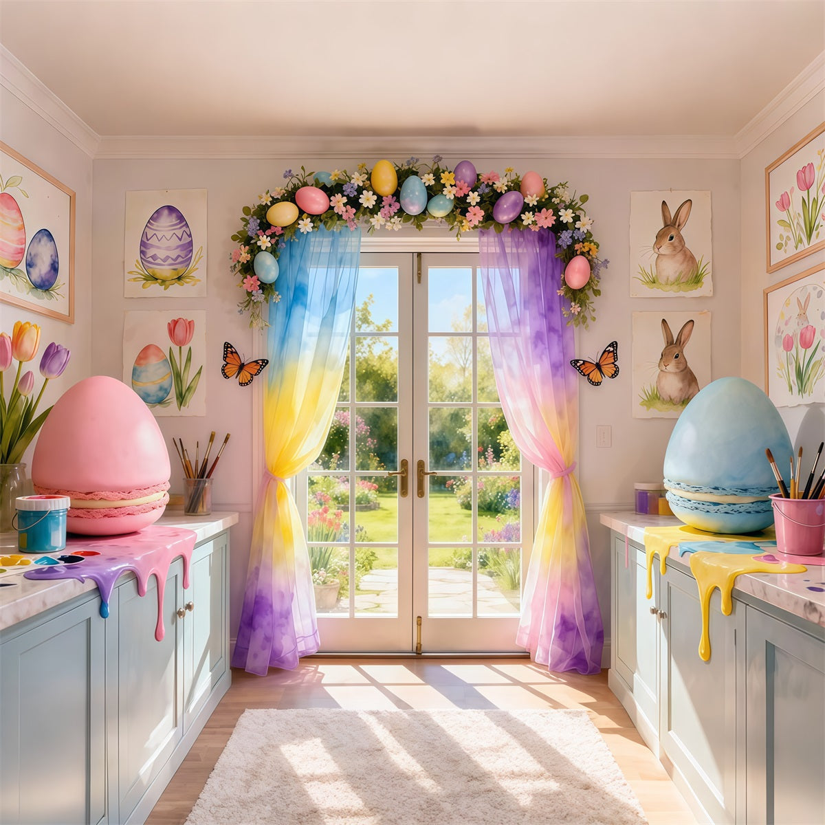Toile de fond Pâques Studio Macaron Arc-en-Ciel Coulant LXX62-57