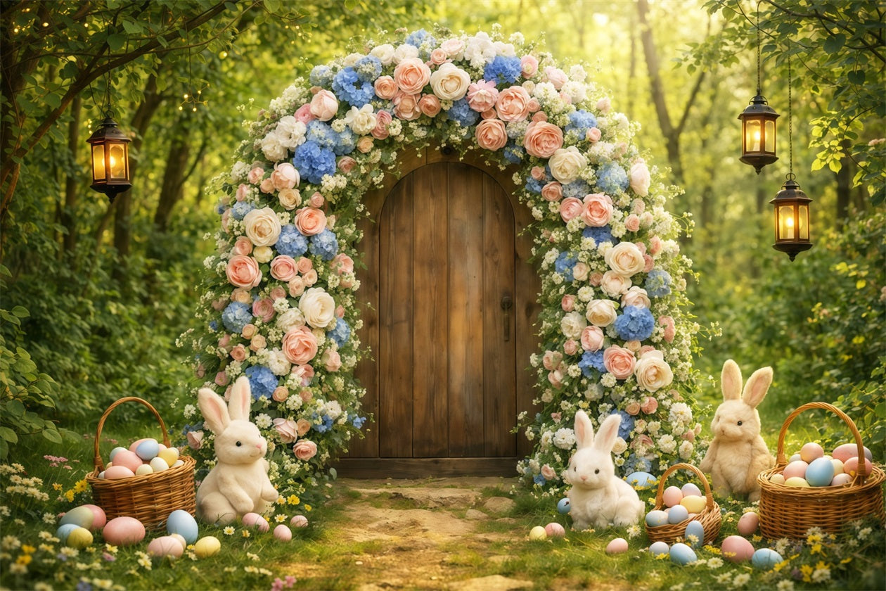 Toile de fond Studio Pâques Jardin Lapin Fleurs Forêt Enchantée LXX62-59