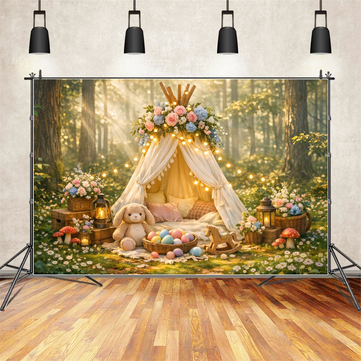 Toile de fond Pâques Tipi Floral Forêt Enchantée LXX62-77