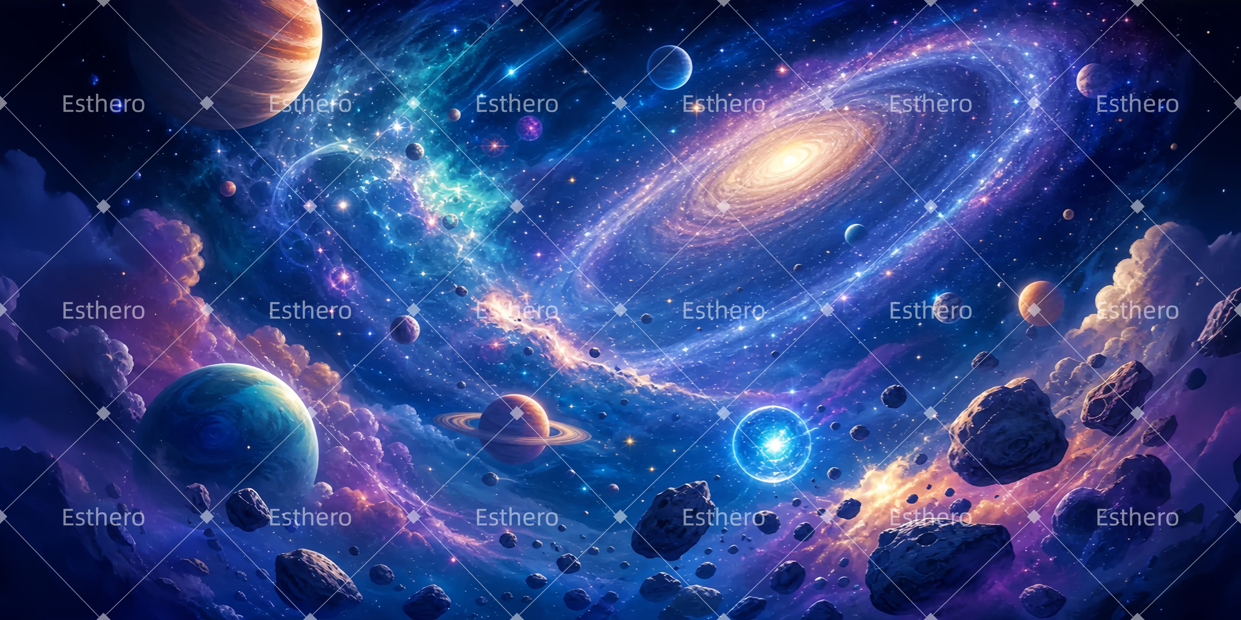 Toile de fond galactique champ d’étoiles VBS LXX65-T17