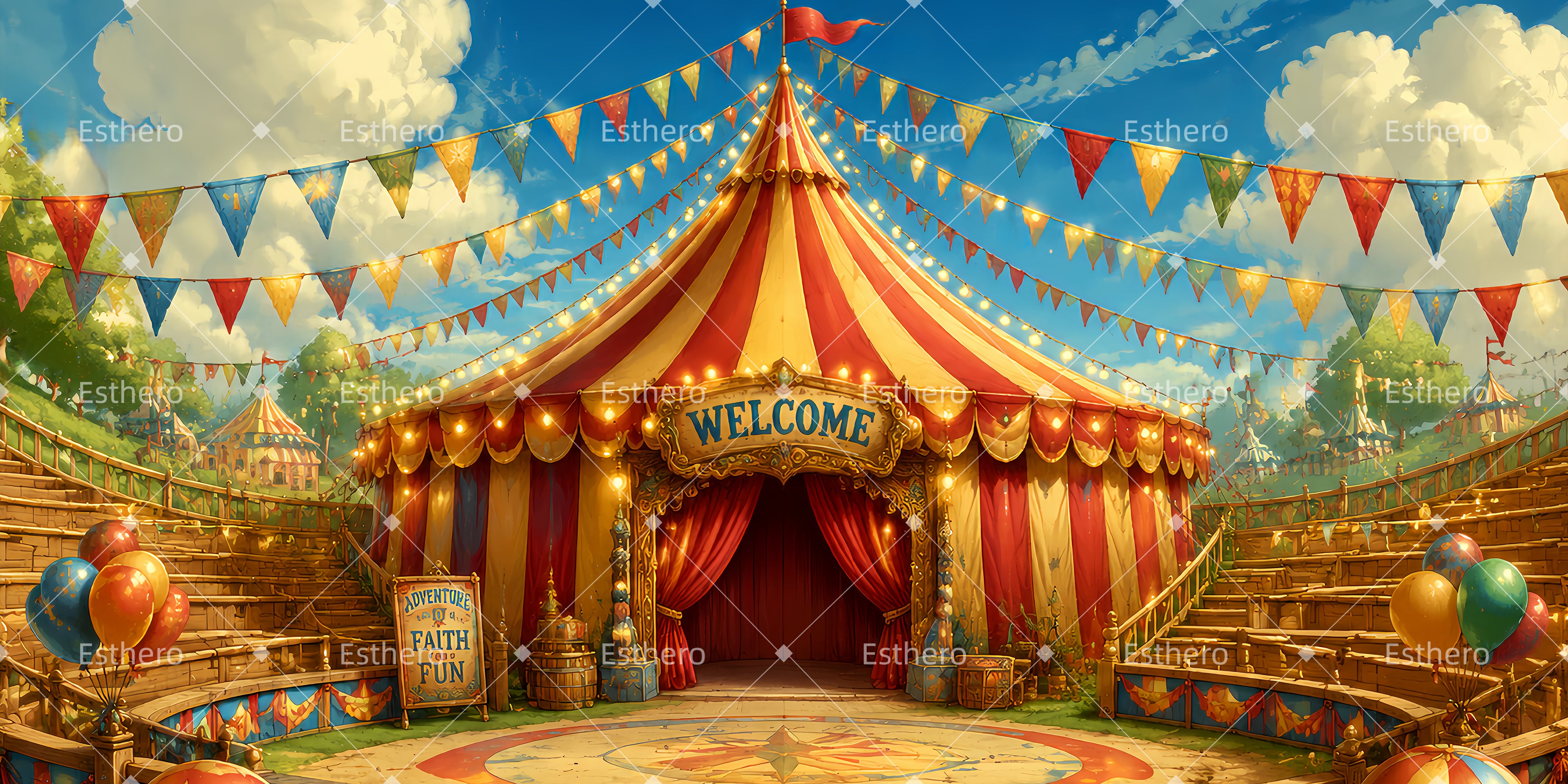 Toile de fond cirque tente de cirque joyeuse VBS LXX65-T6