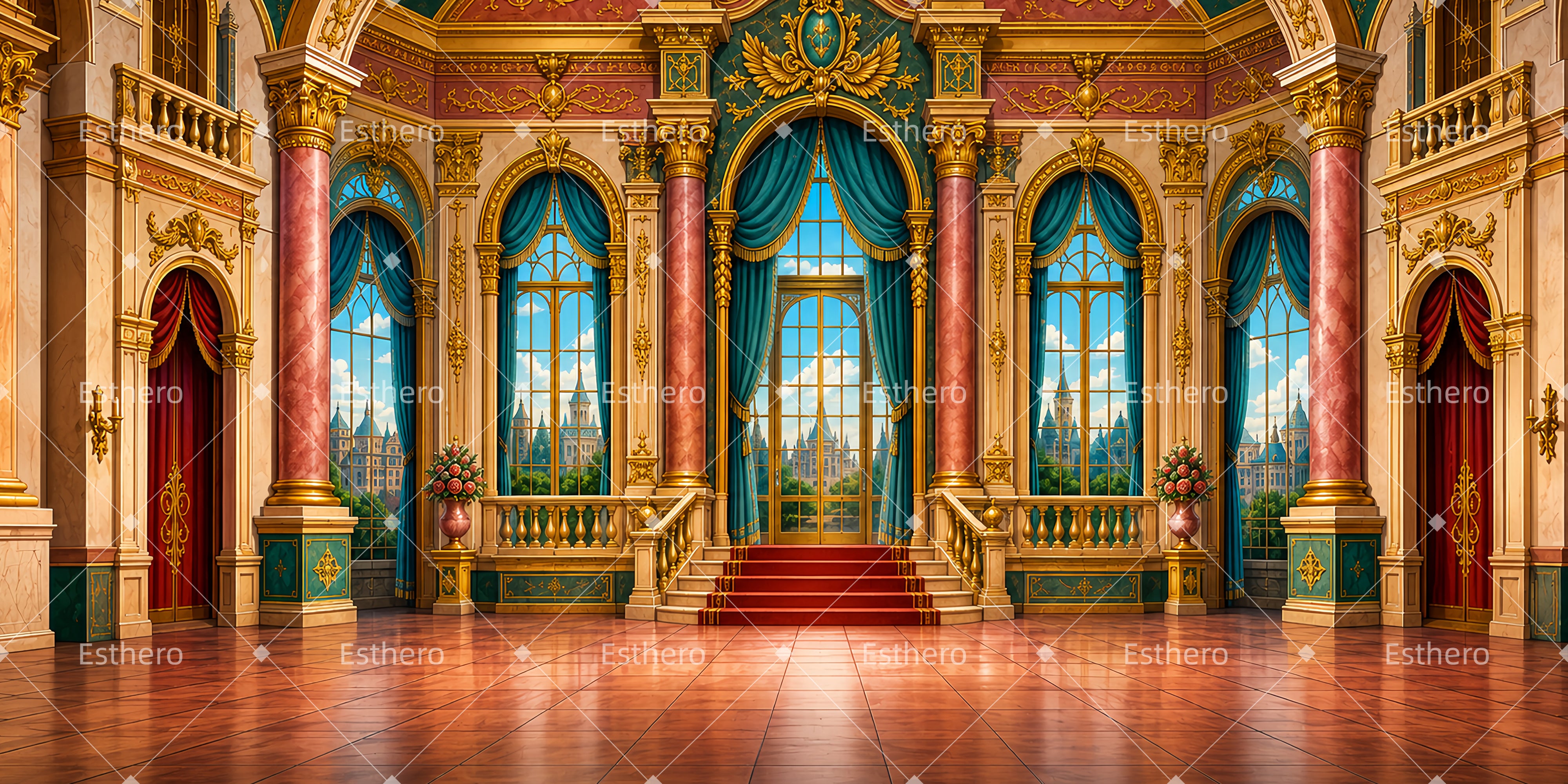 Toile de fond hall de palais opulent récital de danse LXX65-T73