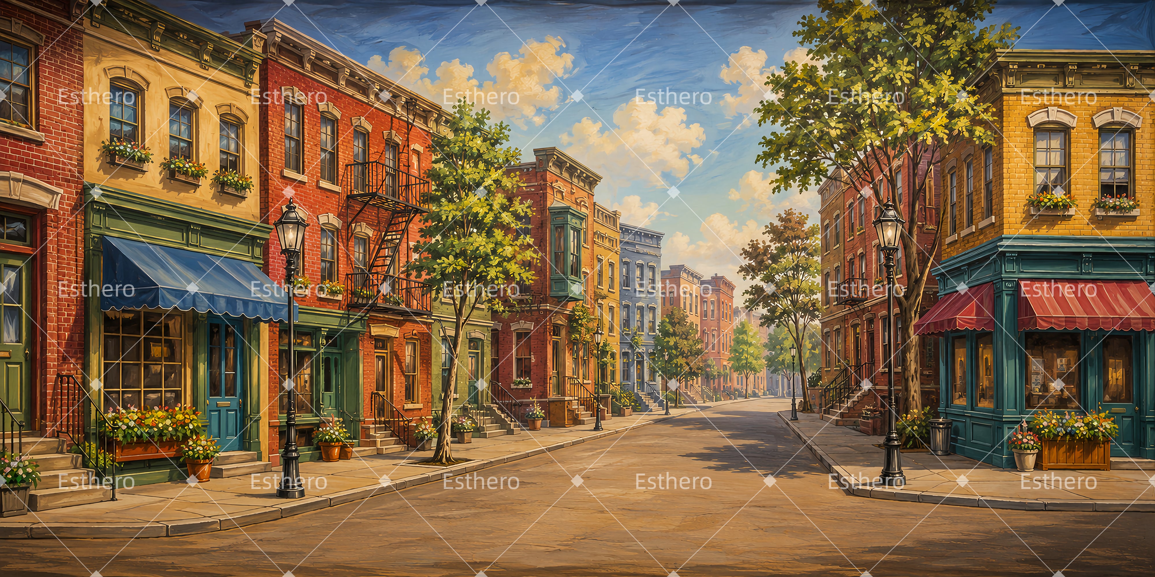 Toile de Fond Scénique Avenue Princeton Décor de Théâtre LXX66-T104