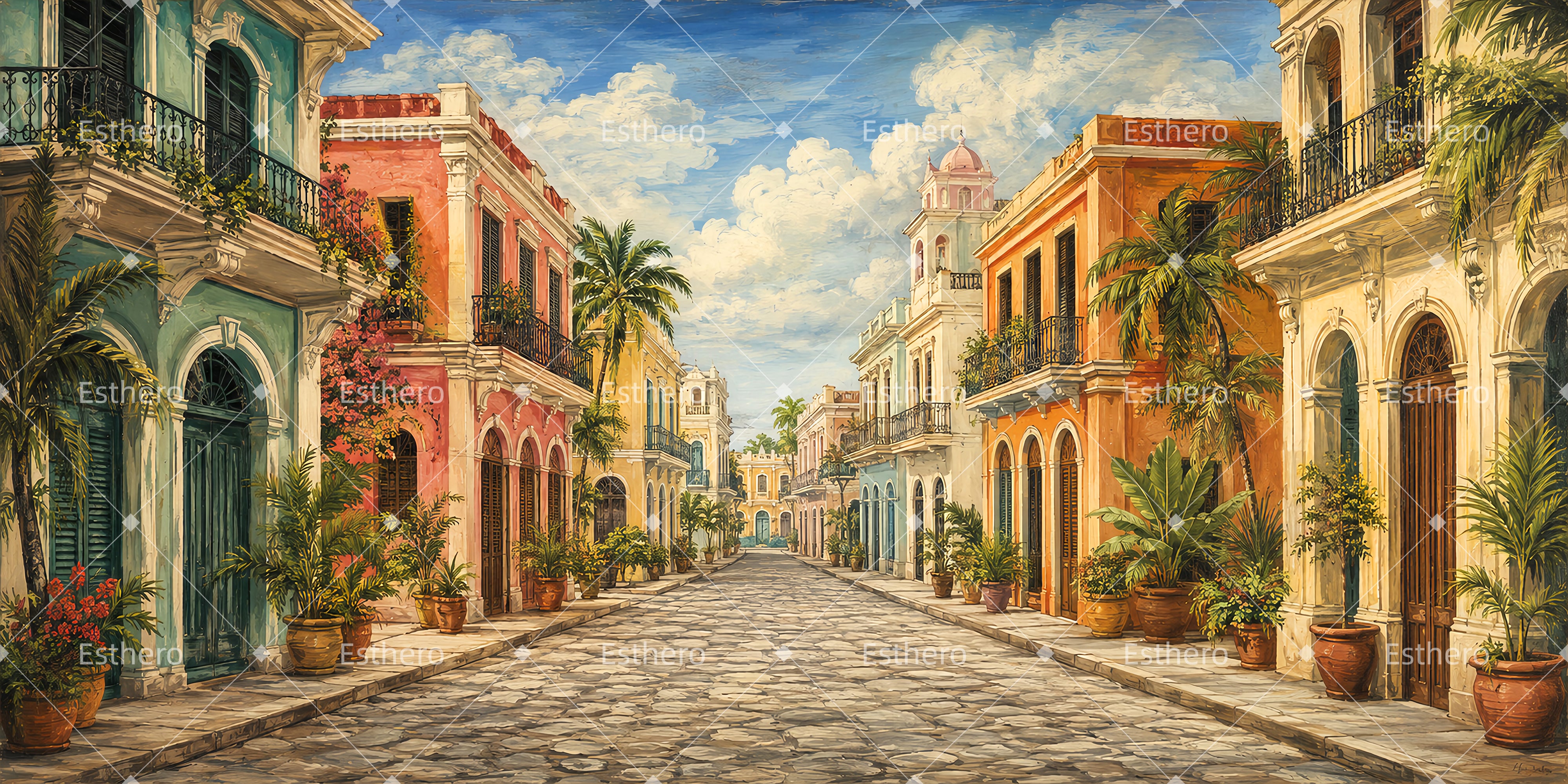 Toile de Fond Théâtre Rue Animée de Miami LXX66-T12