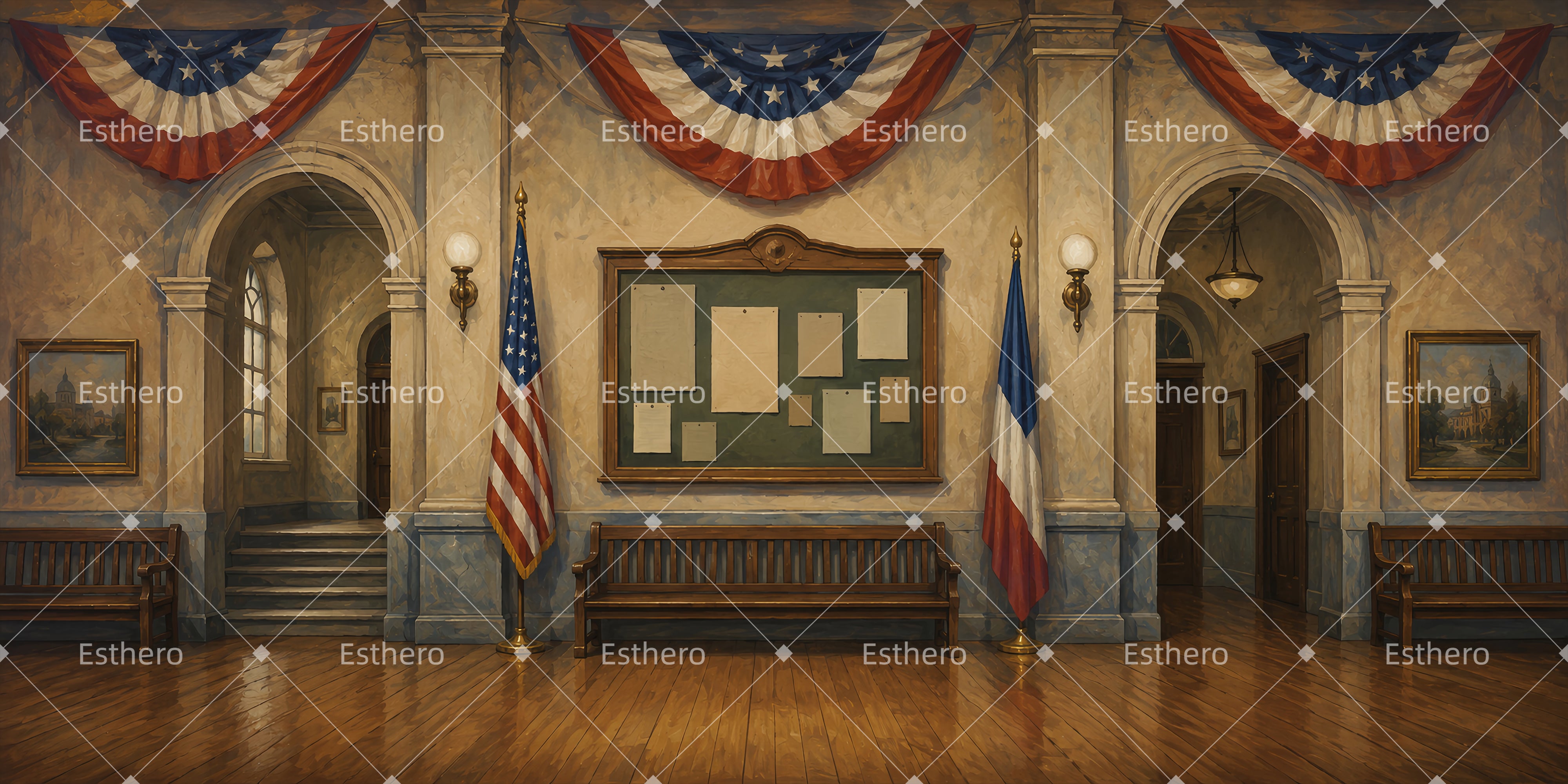 Décor de Théâtre Hôtel de Ville Vintage LXX66-T86