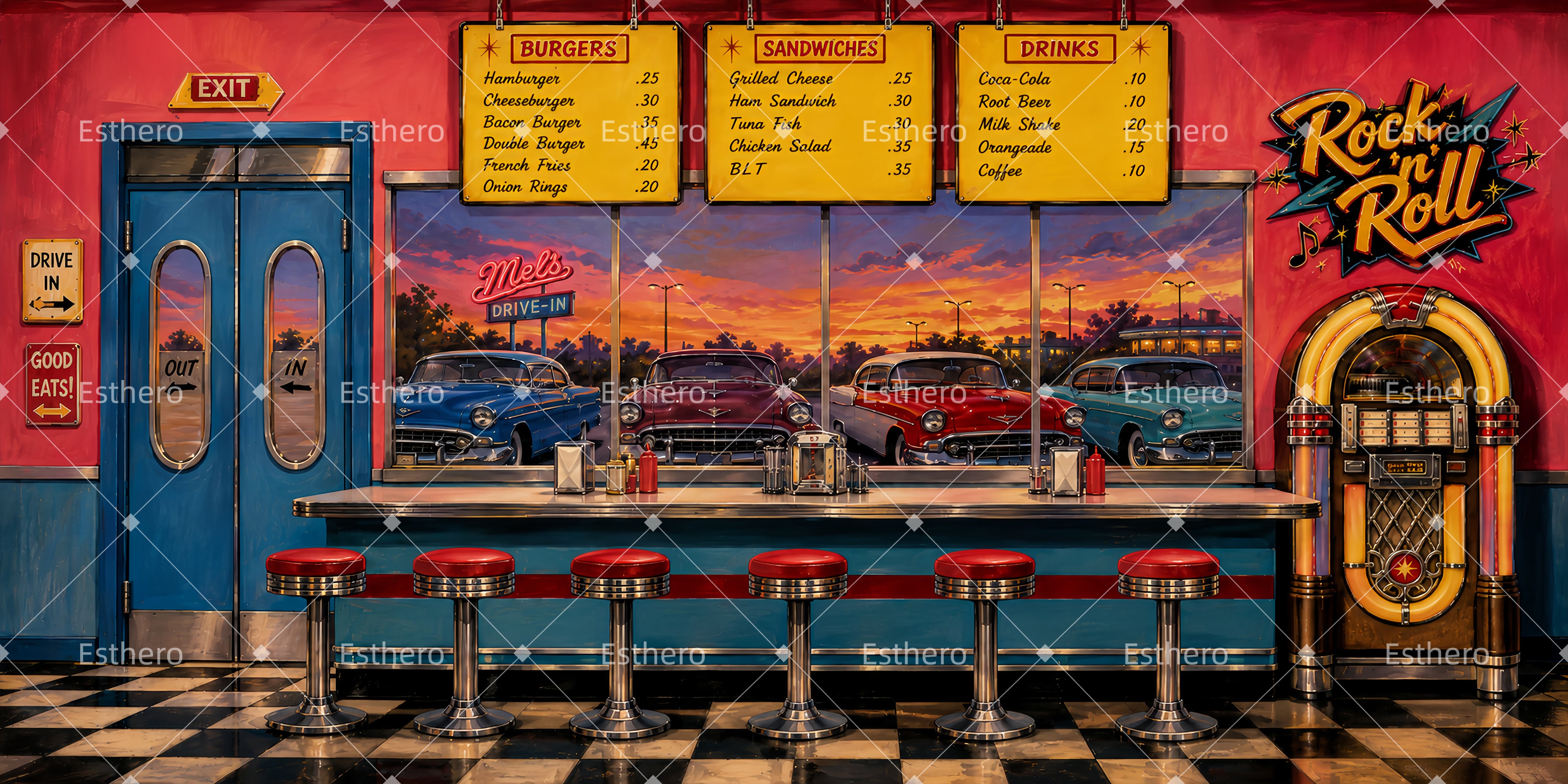 Décor de Scène Restaurant Rock Vintage pour Théâtre LXX66-T88