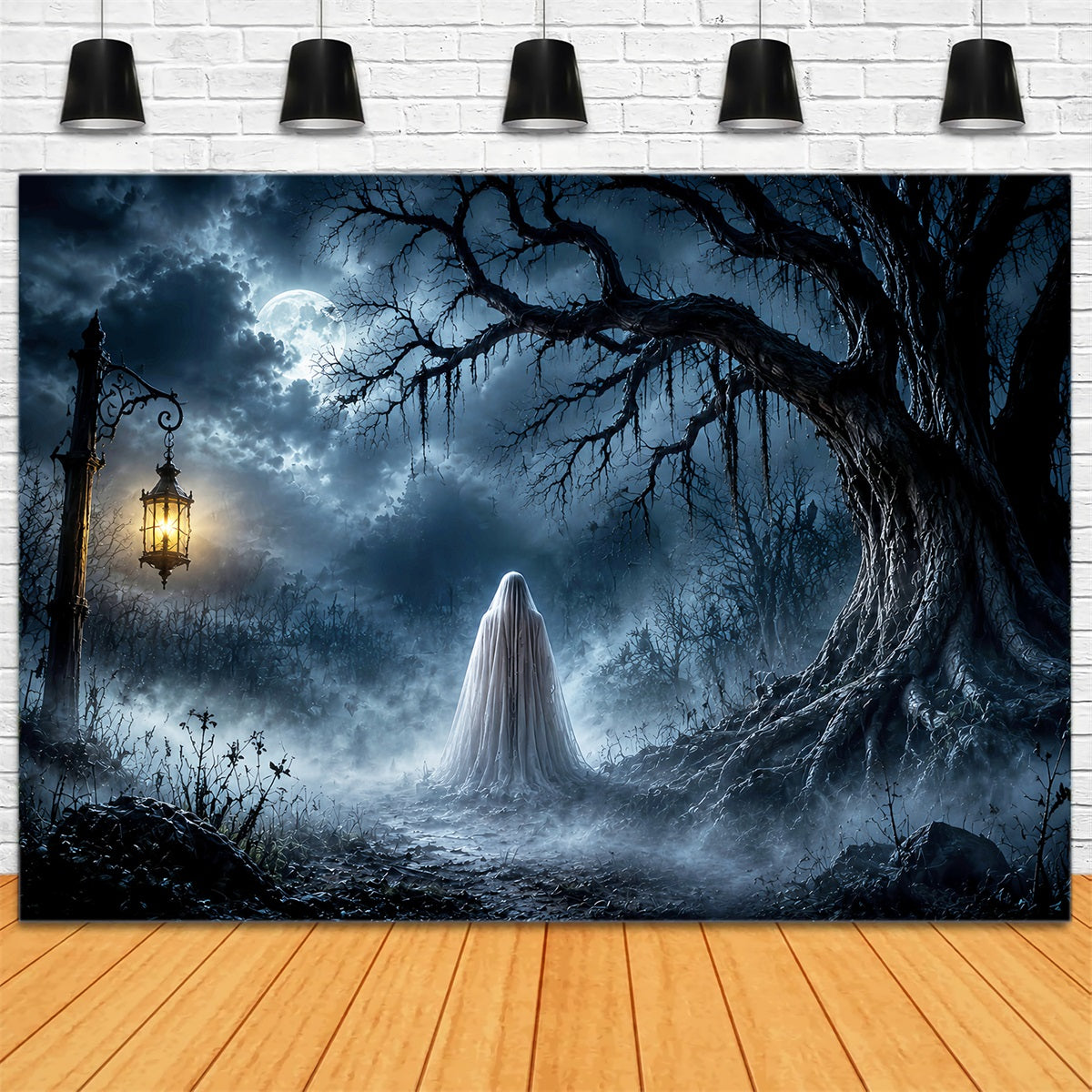Décor Photo D'Halloween Forêt Hantée Fantôme Lanterne Décor De Fête D'Halloween LXX67-10