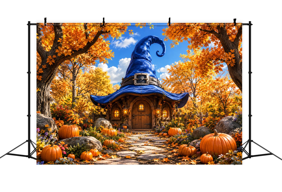 Décors En Carton Pour Halloween Motif Chapeau De Sorcière Automnal Et ChaletDécor Photographique LXX67-129