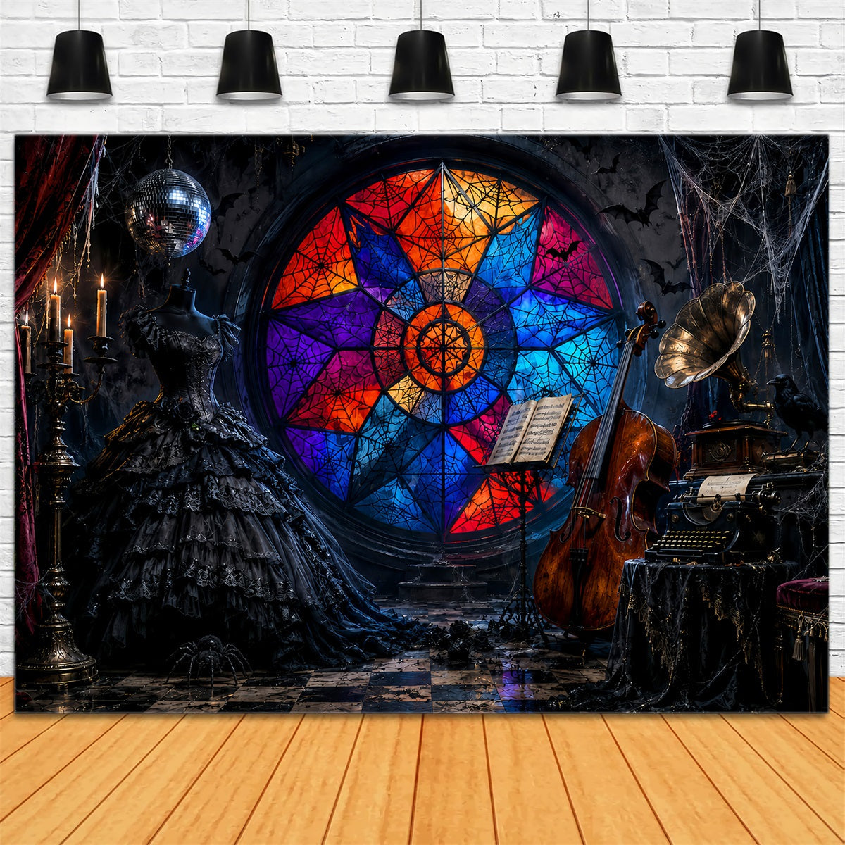 Idées De Décors Effrayants Pour Halloween Décor Gothique En Vitrail Et Musique Pour Séance Photo D'Halloween LXX67-137
