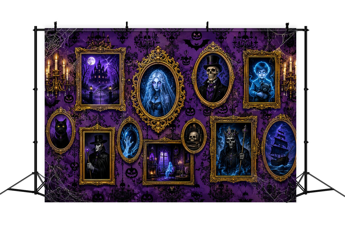 Toile De Fond D'Halloween En Tissu Violet Hanté Pour Galerie De PortraitsIdéale Pour Les Photos LXX67-138