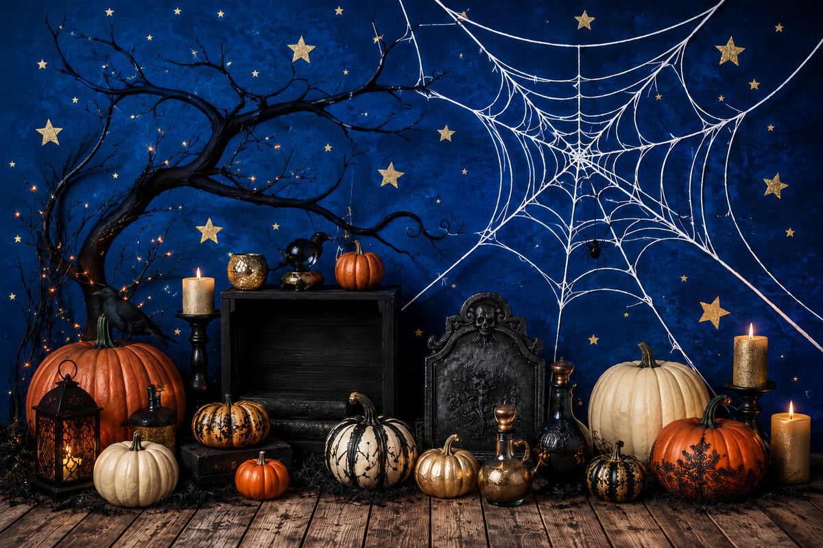 Décor De Photomaton D'Halloween À Faire Soi-Même Toile D'Araignée Citrouille Bougies LXX67-150