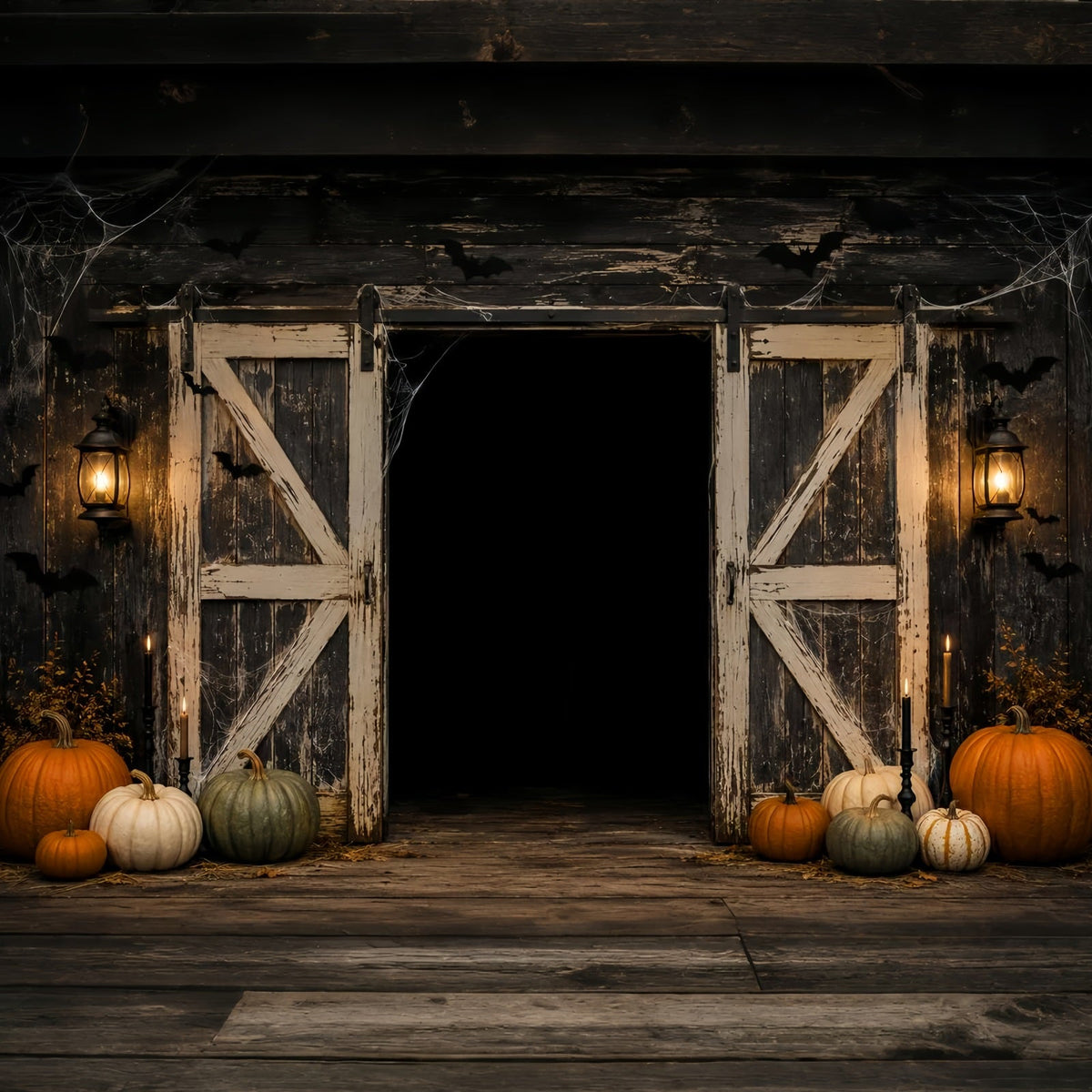 Décor De Grange Rustique Avec Citrouilles Pour Halloween LXX67-155