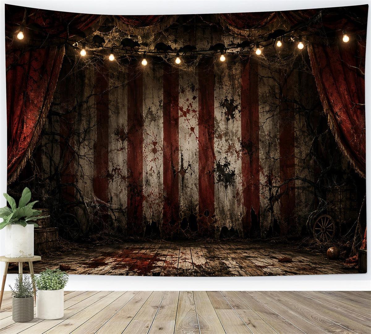 Décor De Scène De Clown D'Halloween Rideau De Cirque Sanglant Décor En Tissu D'Halloween LXX67-158