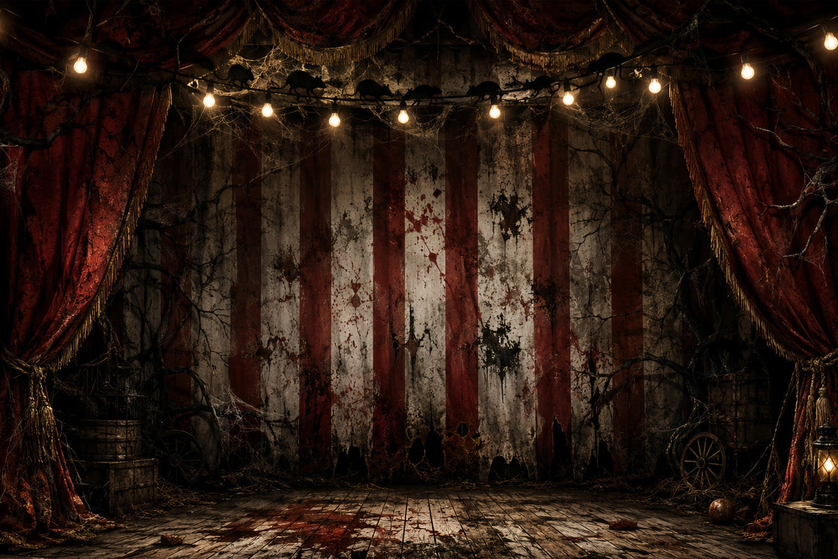 Décor De Scène De Clown D'Halloween Rideau De Cirque Sanglant Décor En Tissu D'Halloween LXX67-158