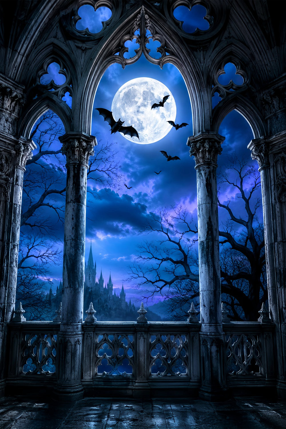 Décors Sur Le Thème D'Halloween Arche De Cathédrale Gothique Au Clair De LuneIdées De Décors LXX67-164