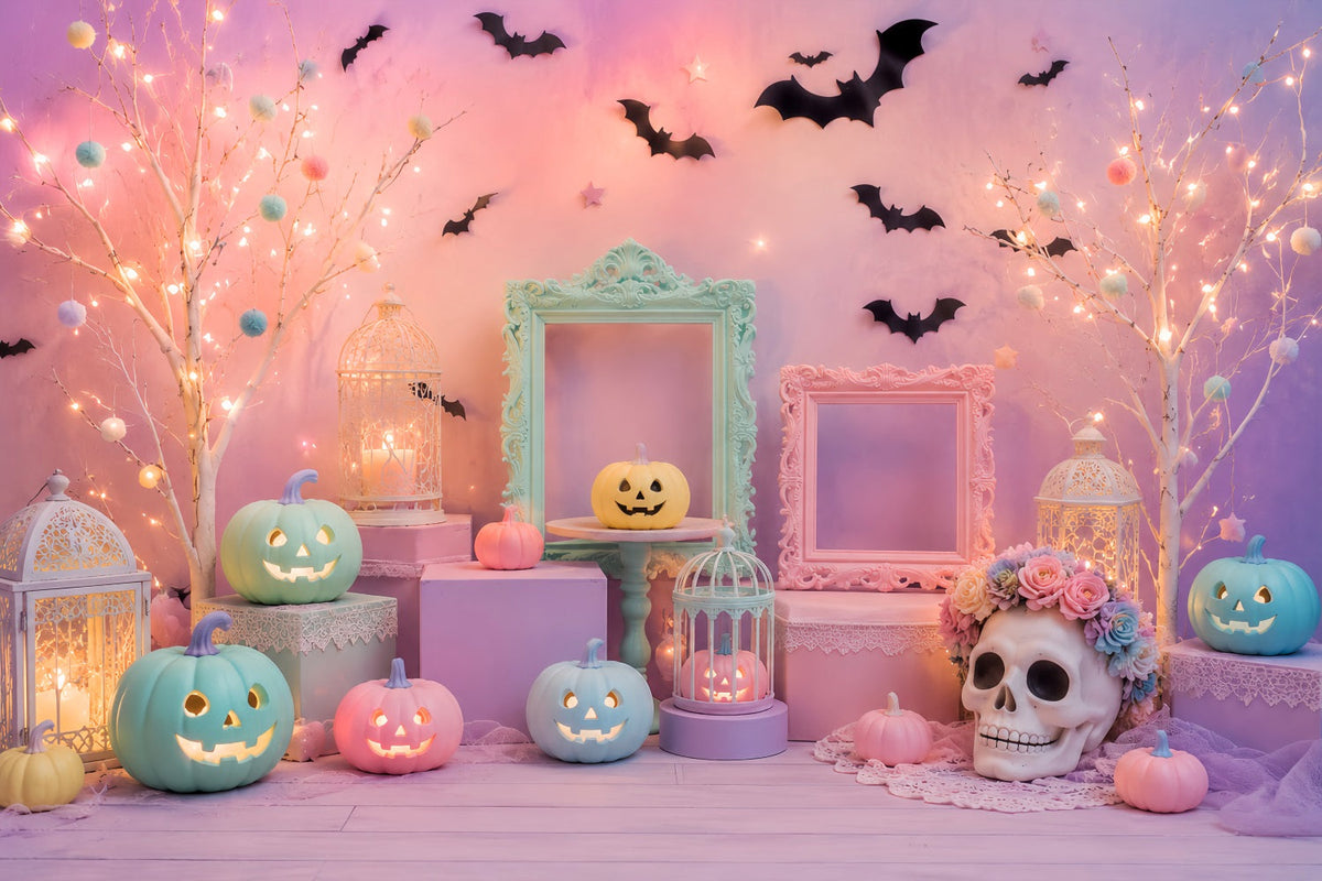 Décors D'Halloween Mignons Citrouille Pastel Et Crâne Décorations De Scène D'Halloween LXX67-165
