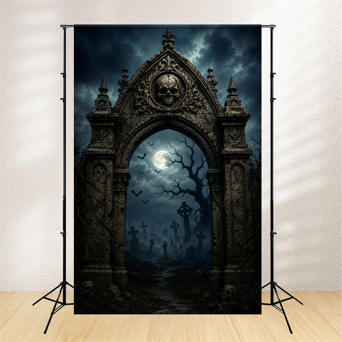 Décor De Cimetière Gothique Avec Crâne Et Arche Pour Photos D'Halloween En Extérieur LXX67-170