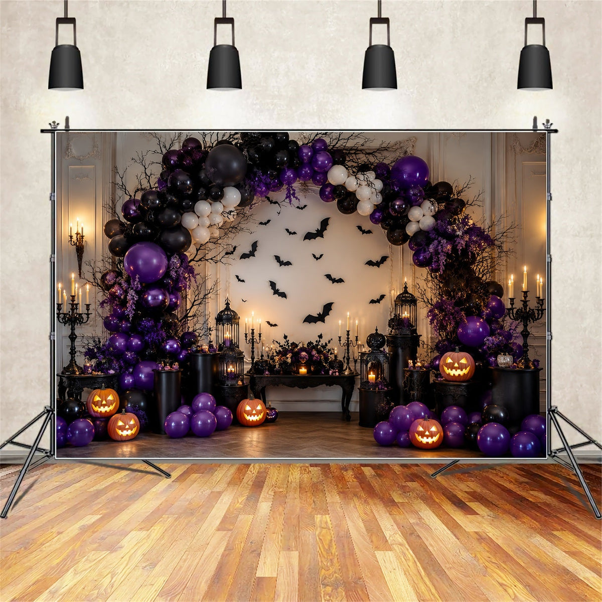 Décoration Photo D'Halloween Citrouille Chauve-Souris Violette Arche De BallonsIdées De Décors LXX67-171