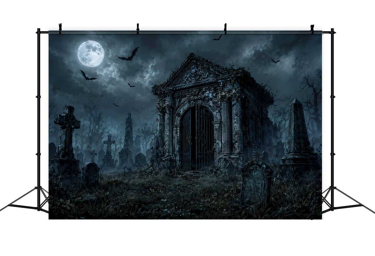 Décor De Cimetière Gothique Mausolée Clair De Lune Personnalisé Pour Halloween LXX67-173