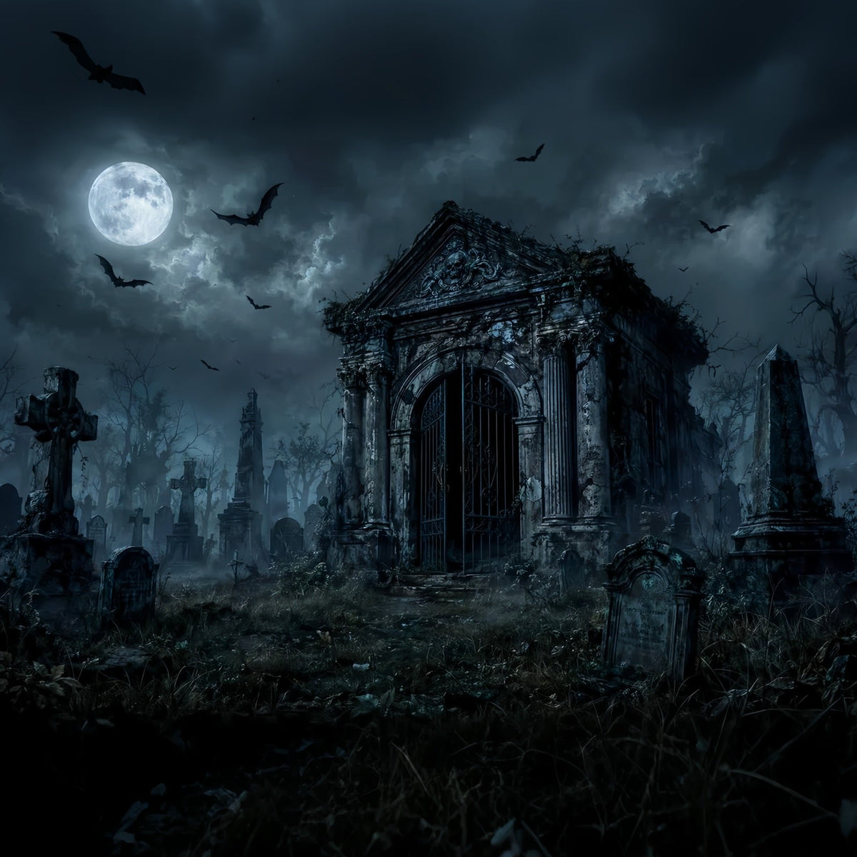 Décor De Cimetière Gothique Mausolée Clair De Lune Personnalisé Pour Halloween LXX67-173