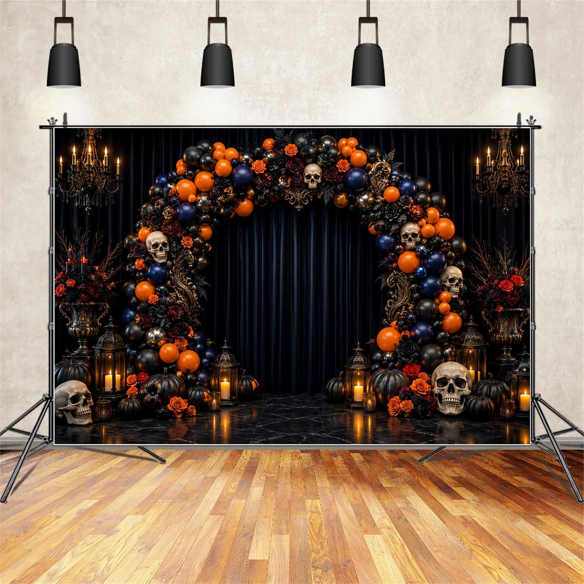 Idées De Décors Pour Photomaton D'Halloween Arche De Ballons En Forme De Crâne Et De Rose LXX67-174