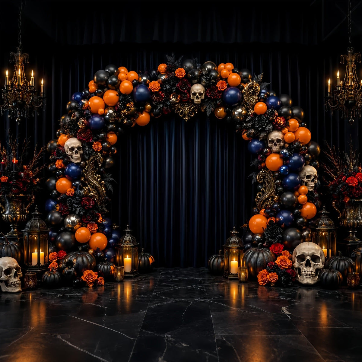 Idées De Décors Pour Photomaton D'Halloween Arche De Ballons En Forme De Crâne Et De Rose LXX67-174