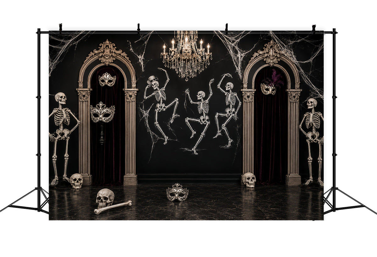 Décor De Fond D'Halloween Fantôme Squelette Bal Masqué Danse De Salon Décor Effrayant D'Halloween LXX67-177