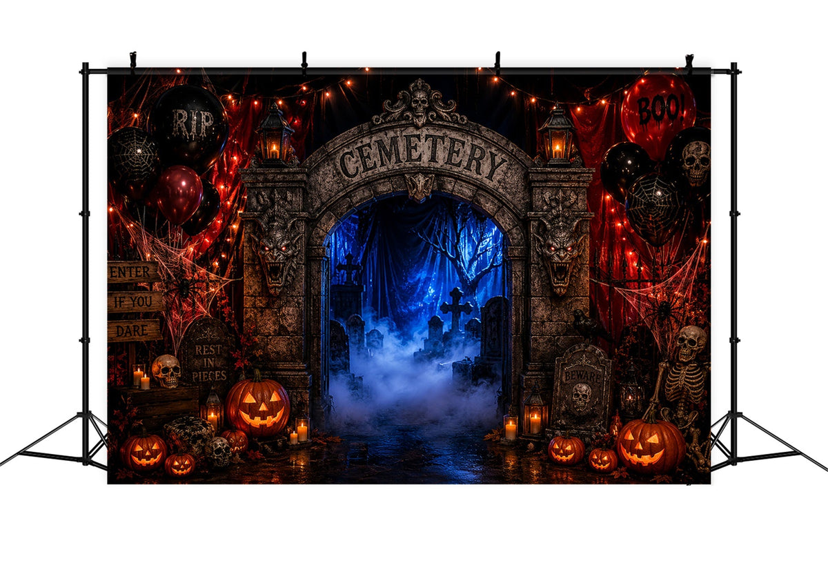 Décors En Carton Pour Halloween Arche D'Entrée De Cimetière Brumeux Décor Photographique D'Halloween LXX67-178