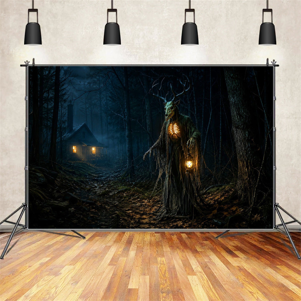 Décor De Cabane Fantôme En Forêt Avec Bois De Cerf Extérieur Halloween LXX67-180